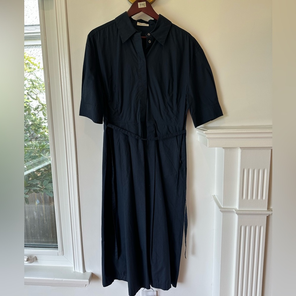Elegant Marc O’Polo Navy Blue Organic Cotton Poplin Shirt Dress NWT
